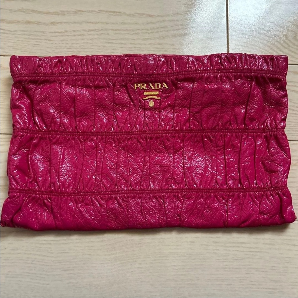 Prada Pink Leather Clutch - Picture 1 of 13